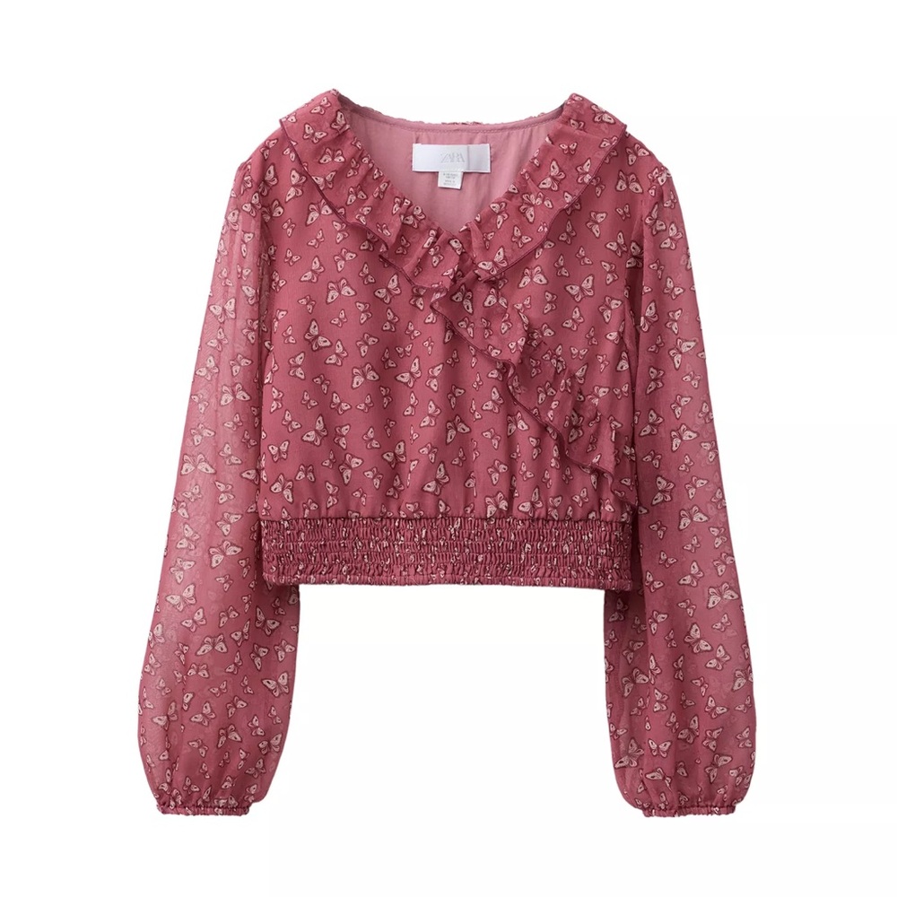 Zara girls butterfly print blouse